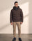 Men's Heavyweight Down Puffer Jacket in Brown, front view, full length