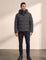 Men's Heavyweight Down Puffer Jacket in Dark Grey, front view, full length