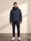 Men's Heavyweight Down Puffer Jacket in Navy, front view, full length