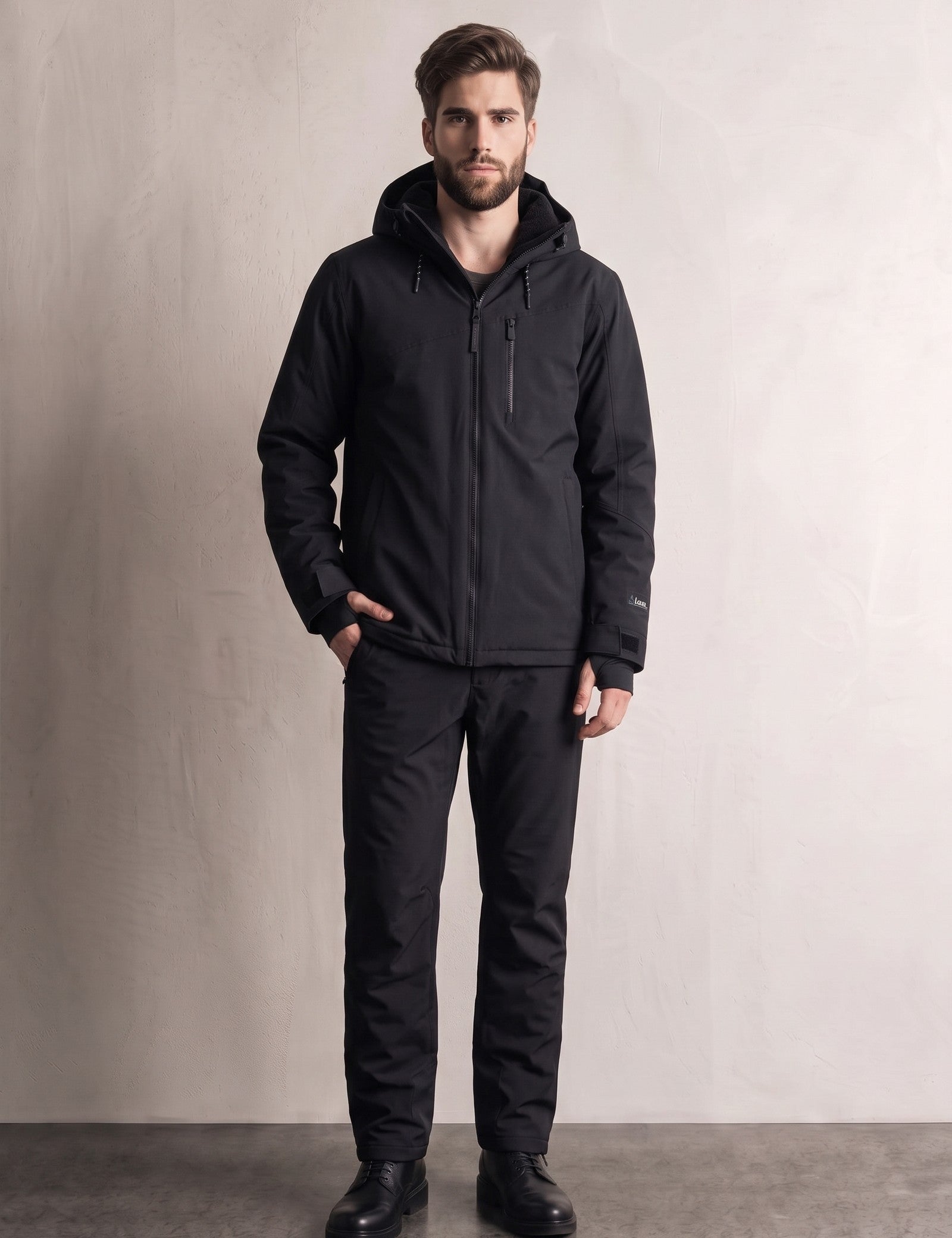 Men's Hooded Fleece-Lined Snow Jacket, front view, full length