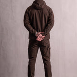 Men's Hooded Softshell Jacket & Trousers Set, back view, full length