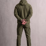 Men's Hooded Softshell Jacket & Trousers Set, back view, full length