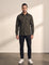 Men's Khaki Stretch Button Overshirt, front view, full length