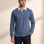 Men's Knitted Jersey Polo Shirt, front view, full length