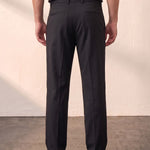 Men's Light Grey Pleated Straight Leg Trousers, back view from the waist down.