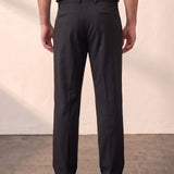 Men's Light Grey Pleated Straight Leg Trousers, back view from the waist down.