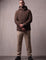 Men's Lightweight Padded Jacket in Brown, front view, full length