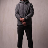 Men's Lightweight Padded Jacket in Dark Grey, front view, full length