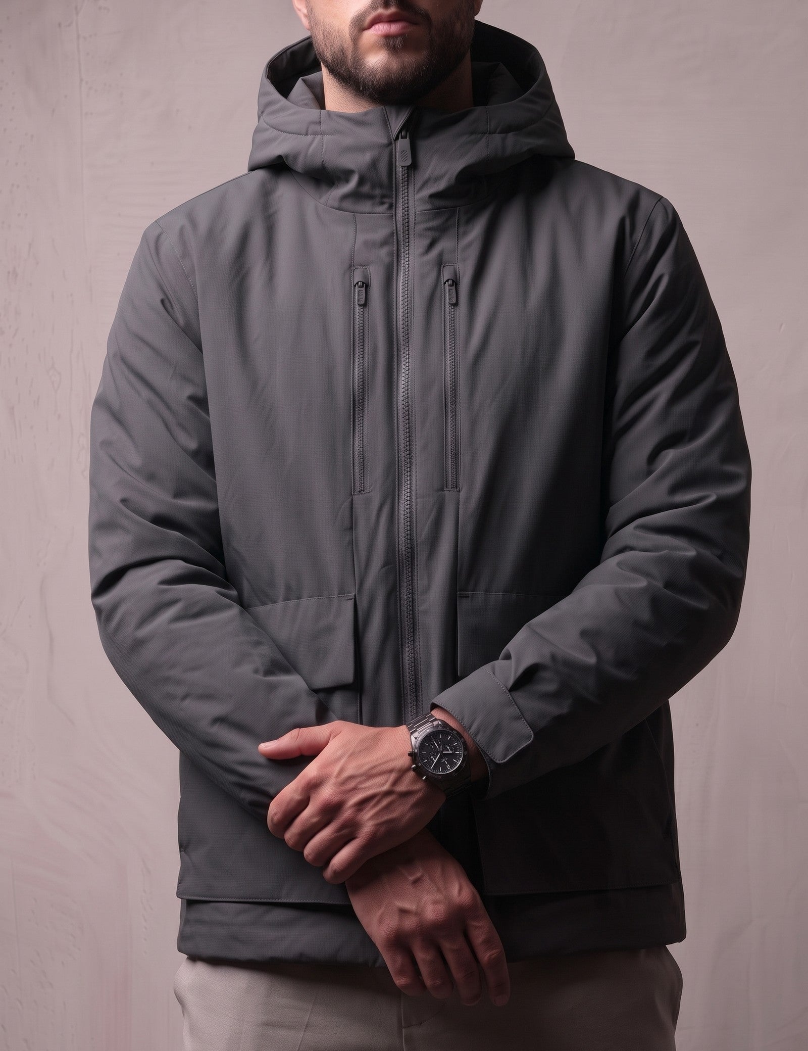 Men's Lightweight Padded Jacket, close-up of the upper body
