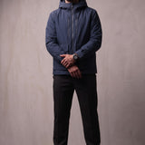 Men's Lightweight Padded Jacket in Navy Blue, front view, full length