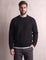 Men's Navy Brushed Knit Crew Neck Jumper - Black, front view, full length.