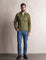 Men's Olive Faux Suede Zip Jacket, front view, full length