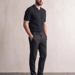 Men's Open Knit Short Sleeve Polo Shirt, three-quarter view from the left, full length