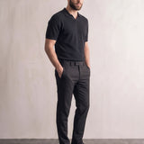 Men's Open Knit Short Sleeve Polo Shirt, three-quarter view from the left, full length