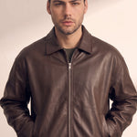 Men's Oversized Bomber Jacket, close-up of the upper body