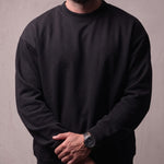Men's Oversized Crew Neck Jumper, close-up of the upper body