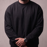 Men's Oversized Crew Neck Jumper, close-up of the upper body