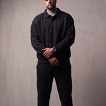 Men's Oversized Long Sleeve Polo Shirt, front view, full length