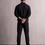 Men's Oversized Long Sleeve Polo Shirt, back view, full length
