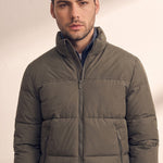 Men's Padded Puffer Jacket with Adjustable Hem, close-up of the upper body