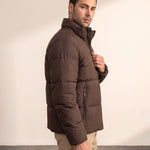 Men's Padded Puffer Jacket with Adjustable Hem, side view, full length