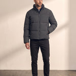 Men's Padded Puffer Jacket with Adjustable Hem, close-up of the upper body