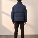 Men's Padded Puffer Jacket with Adjustable Hem, back view, full length