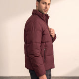 Men's Padded Puffer Jacket with Adjustable Hem, side view, full length