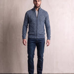 Men's Petrol Funnel Neck Zip Jumper, front view, full length.