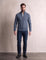 Men's Petrol Funnel Neck Zip Jumper, front view, full length.