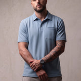 Men's Piqué Polo Shirt with Chest Pocket, front view, full length