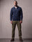Men's Quarter Zip Polo Collar Sweatshirt in Navy Blue, front view, full length