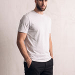 Men's Regular Fit Cotton Stretch T-Shirt, three-quarter view from the left, full length