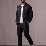 Men's Ripstop Utility Overshirt with Cargo Pockets, three-quarter view from the right, full length