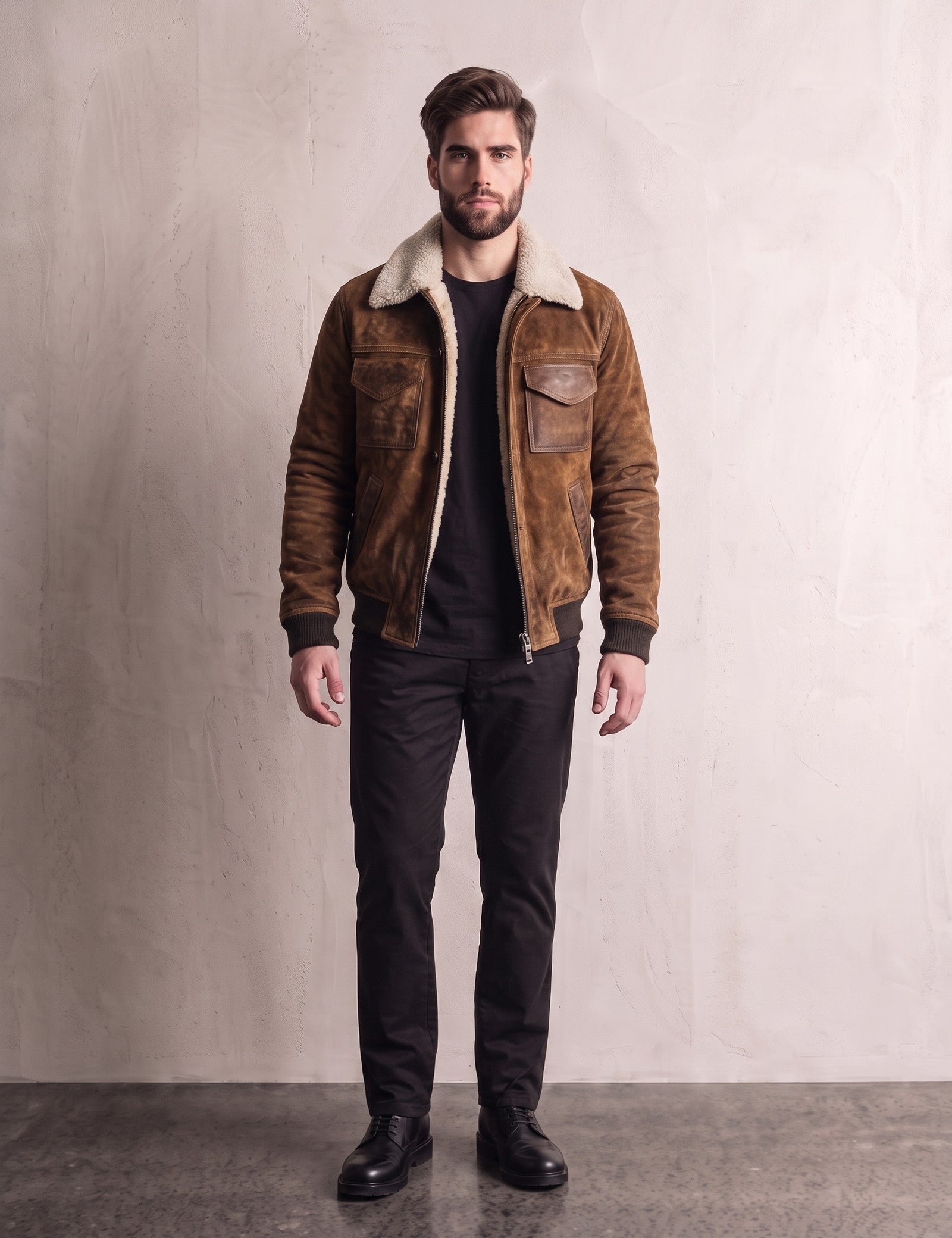 Men's Sherpa Collar Work Jacket, front view, full length