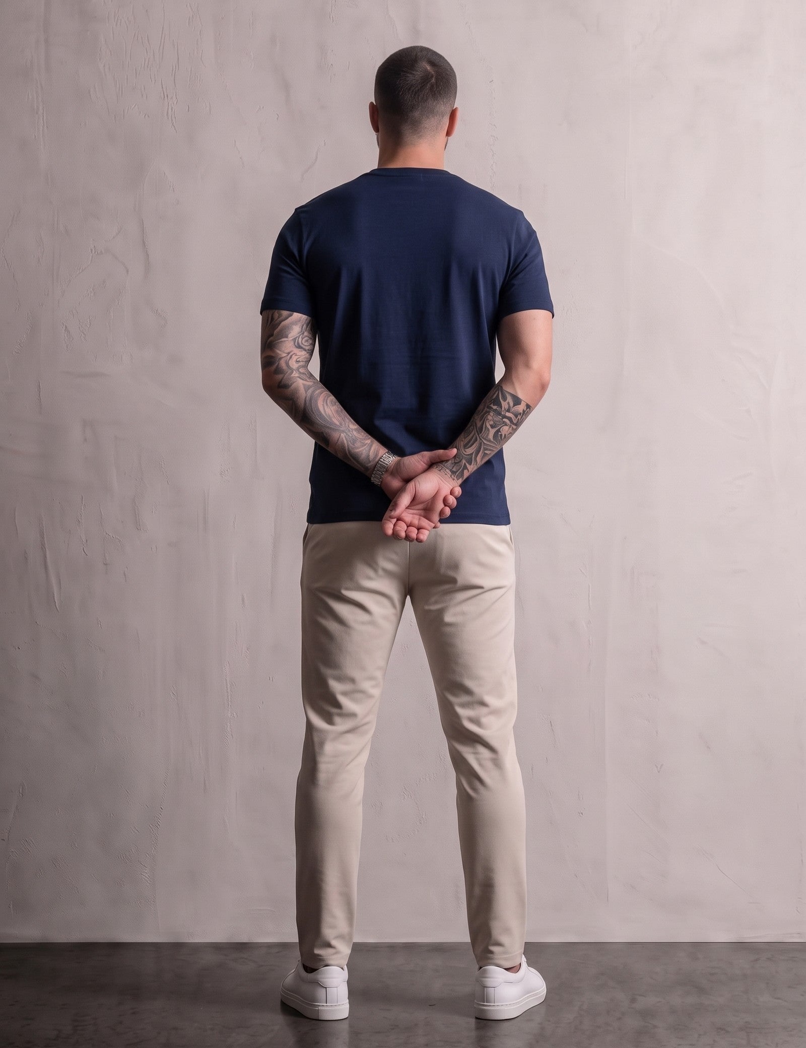 Men's Slim Fit Stretch Cotton T-Shirt, back view, full length