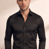 Men's Slim Fit Stretch Dress Shirt, close-up of the upper body