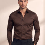 Men's Slim Fit Stretch Dress Shirt, close-up of the upper body