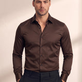 Men's Slim Fit Stretch Dress Shirt, close-up of the upper body