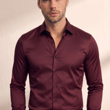 Men's Slim Fit Stretch Dress Shirt, close-up of the upper body