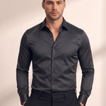 Men's Slim Fit Stretch Dress Shirt, close-up of the upper body
