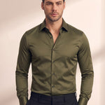 Men's Slim Fit Stretch Dress Shirt, close-up of the upper body
