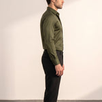 Men's Slim Fit Stretch Dress Shirt, side view, full length