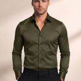 Men's Slim Fit Stretch Dress Shirt, close-up of the upper body