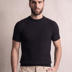 Men's Slim Fit Textured Jacquard T-Shirt, close-up of the upper body