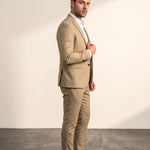 Men's Slim Fit Two-Piece Suit with Notch Lapel, side view, full length