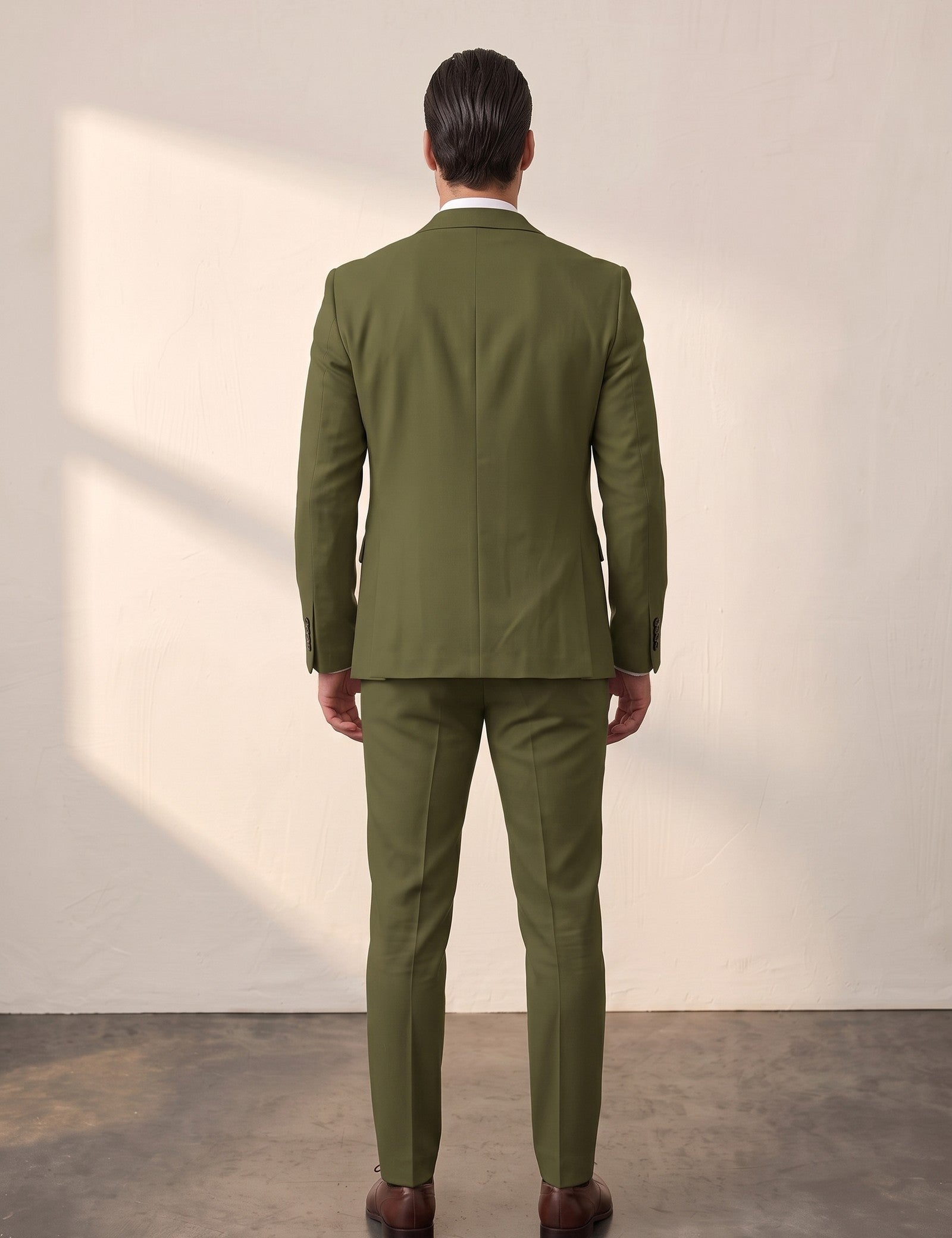 Men's Slim Fit Two-Piece Suit with Notch Lapel, back view, full length