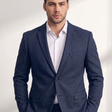 Men's Slim Fit Two-Piece Suit with Notch Lapel, close-up of the upper body