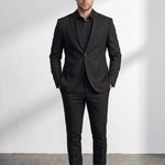 Men's Slim Fit Two-Piece Suit with Notch Lapel, close-up of the upper body