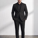 Men's Slim Fit Two-Piece Suit with Notch Lapel, close-up of the upper body